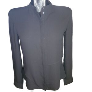 Mexx Black Button Front Semi Sheer Blouse 4